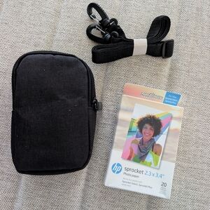 HP Sprocket Photo Paper + Black Carry Pouch and Strap
